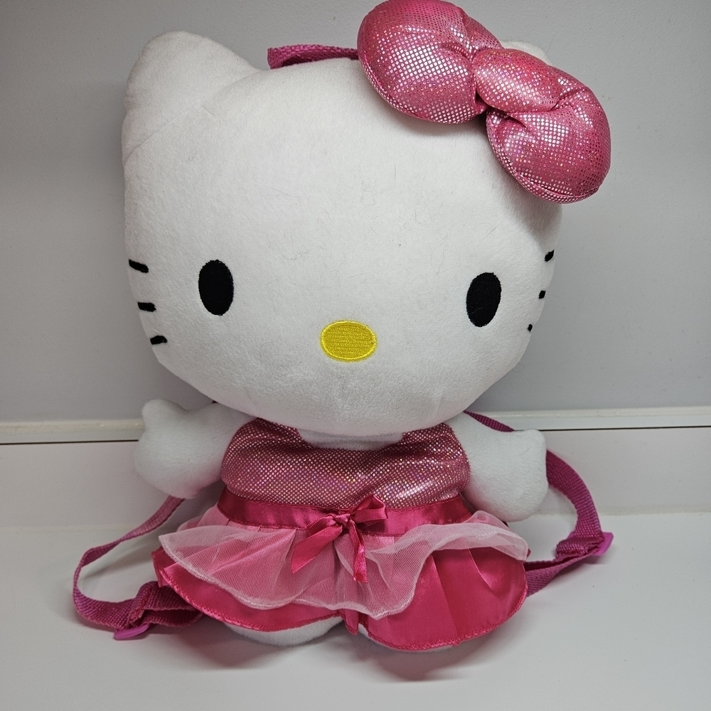 Sanrio Hello Kitty Plush Backpack Pink Sparkle Dress 15” FAB Starpoint 2016